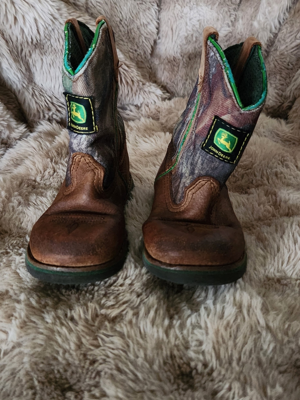 John Deere Kids Brown & Green Western Pull-On Boots